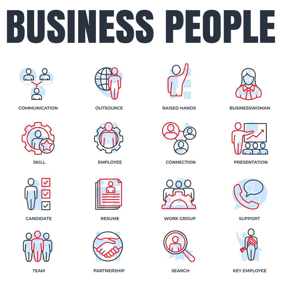 Set of business people icon logo vector illustration. team, resume, communication, presentation and more pack symbol template for graphic and web design collection