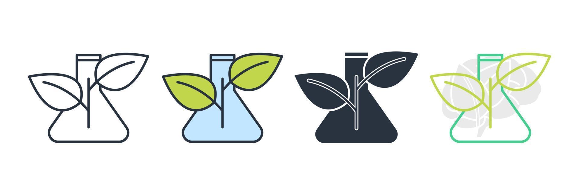 Ilustración de vector de logotipo de icono de planta y vidrio de laboratorio. plantilla de símbolo de innovación para la colección de diseño gráfico y web