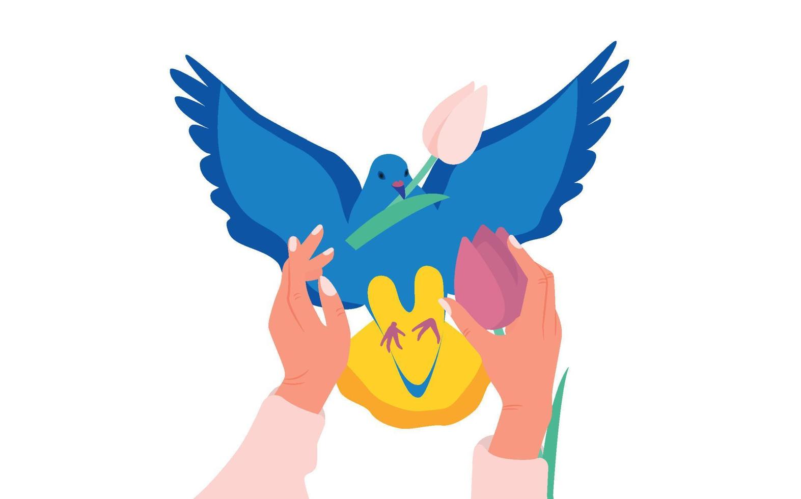 bandera de ucrania en forma de paloma de la paz. el concepto de paz en ucrania. ilustración vectorial aislado sobre fondo blanco. ilustración vectorial vector
