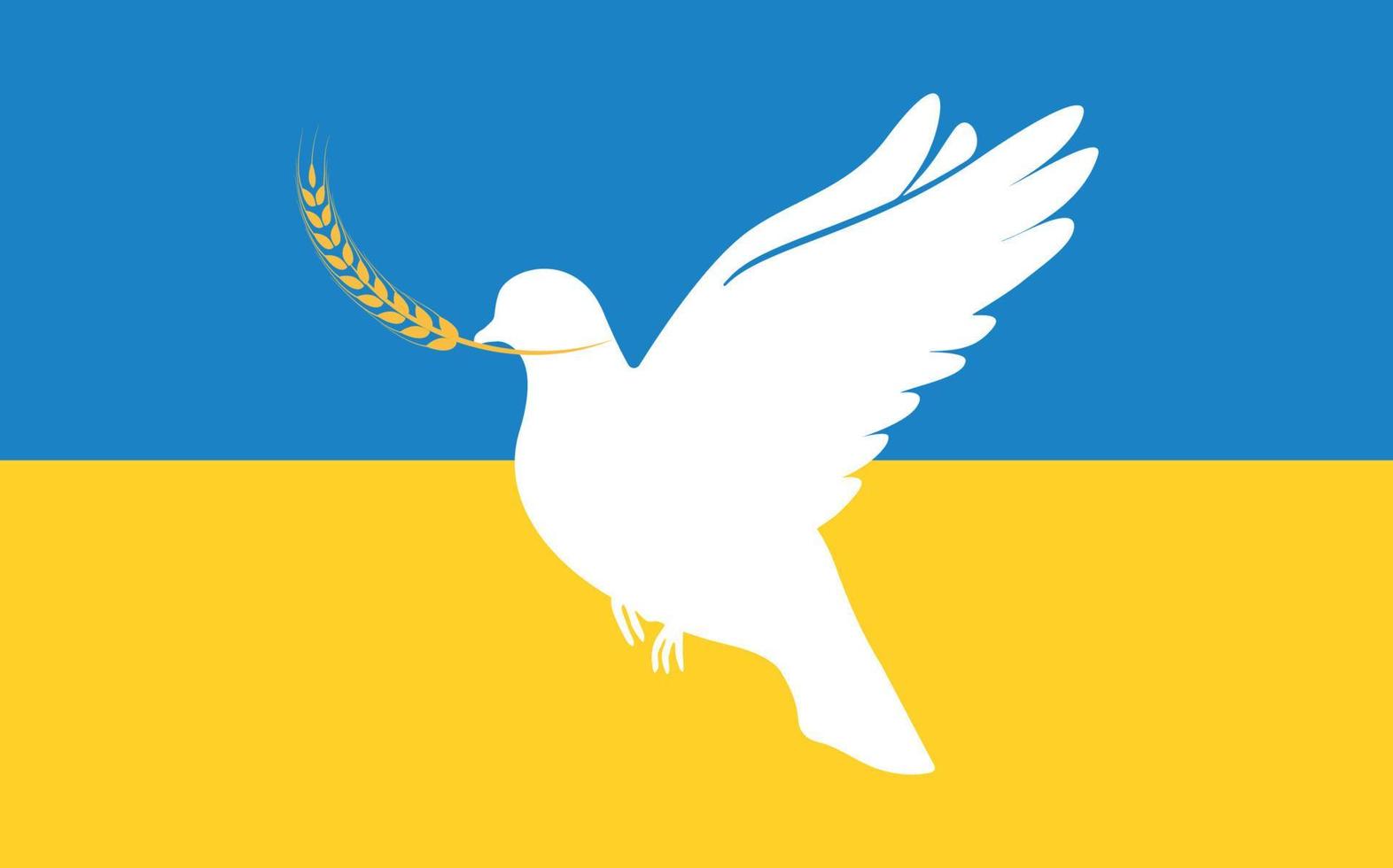 Illustration to the world in Ukraine. The bird is a symbol of peace. No war. Vector illustration