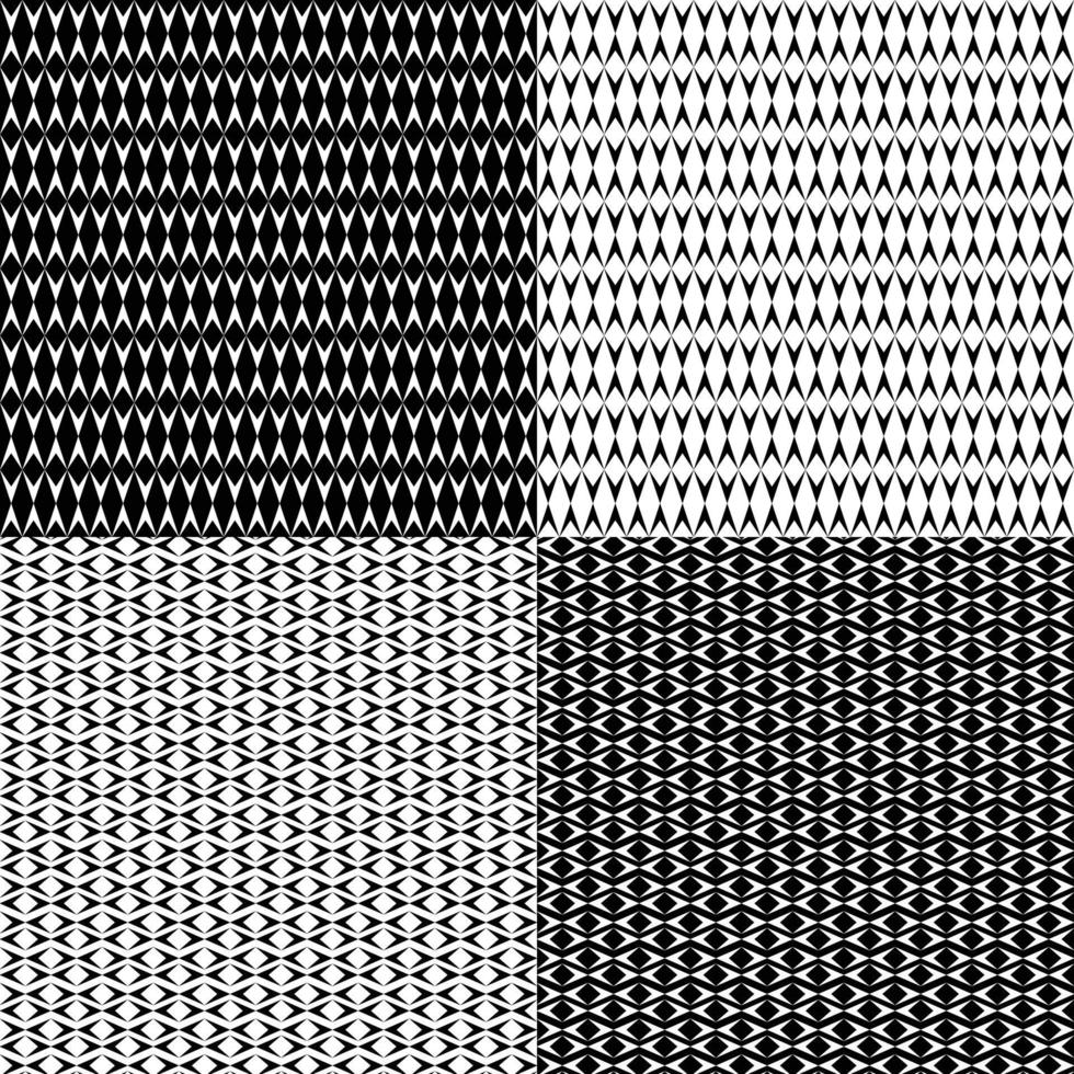 Black white seamless geometric diamond shapes patterns vector
