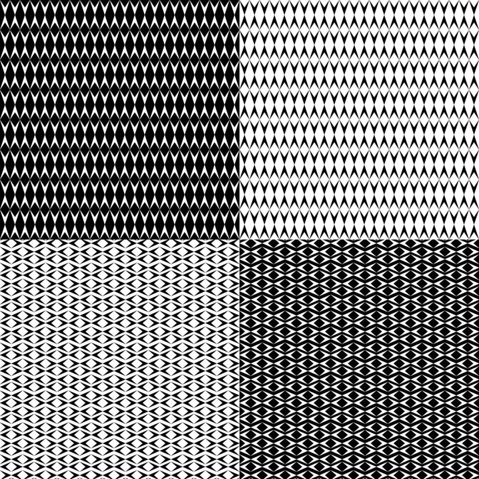 Black white seamless geometric diamond shapes patterns vector