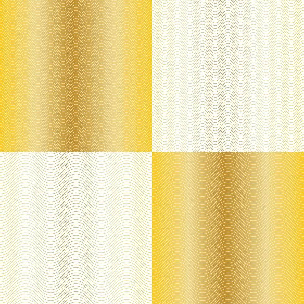 seamless gold white wavy line vector patterns