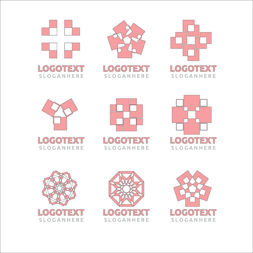 muestras de logotipo, círculo, geométrico, estrella de logotipo, sol de logotipo, elementos, hexágonos, triángulos, cuadrados y círculos.icono hipster de moda, ilustración vectorial vector