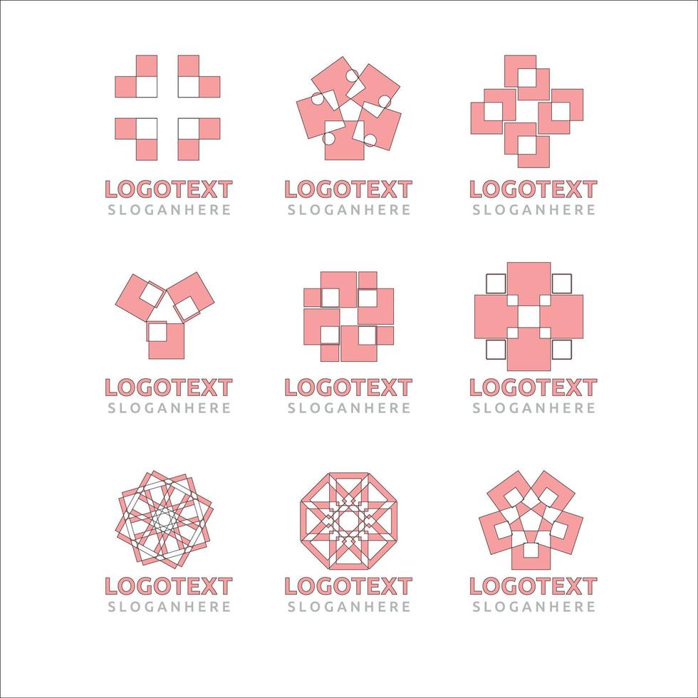 Logo samples, circle, geometric, Logo star, Logo sun, elements, Hexagons, Triangles, Squares, and Circles.Trendy hipster icon, Vector illustration