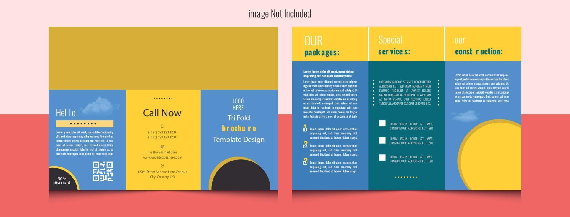 Trifold Leaflet Brochure Flyer template flat design set creative business trifold brochure template vector