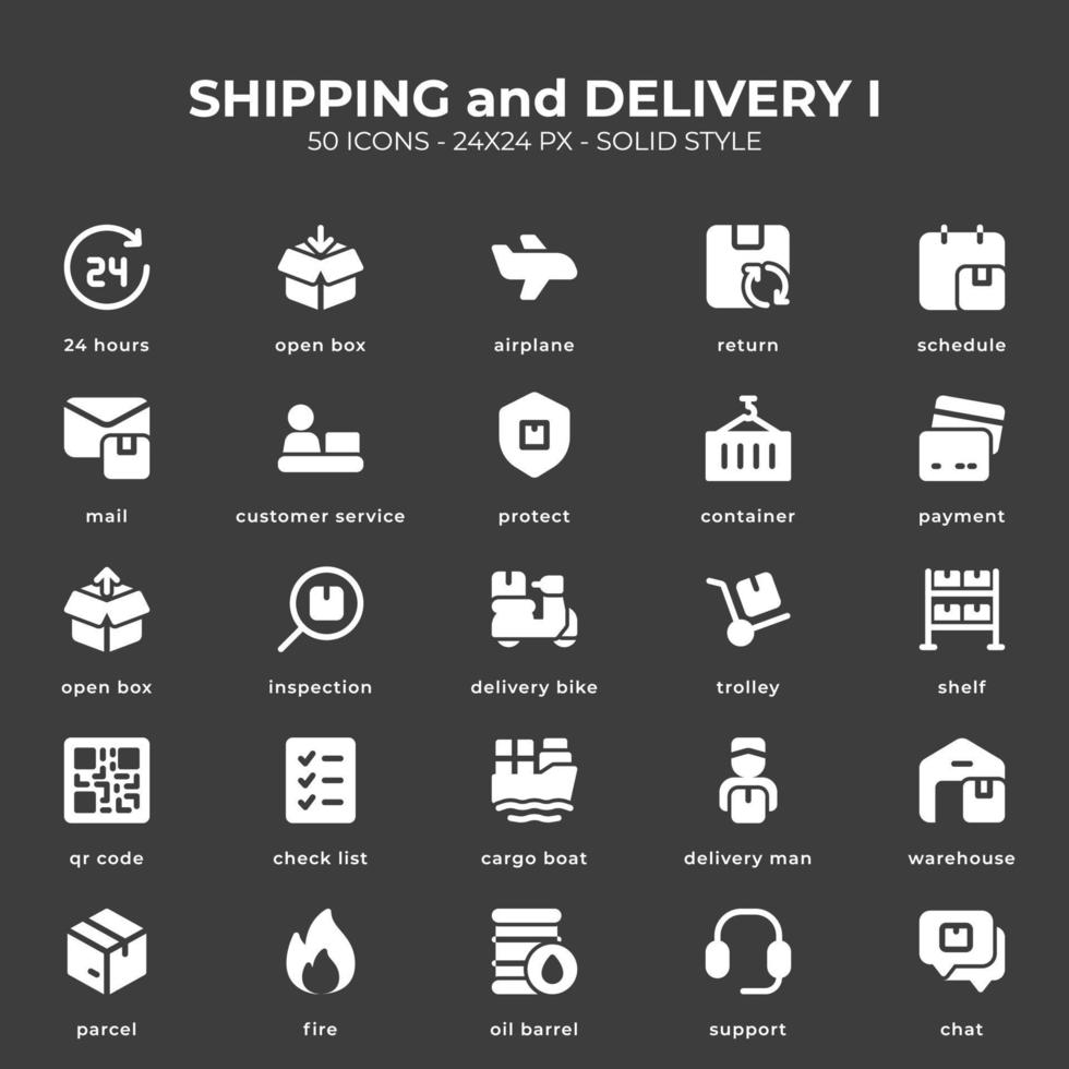 Shipping and Delivery Icon Pack With Black Color vector