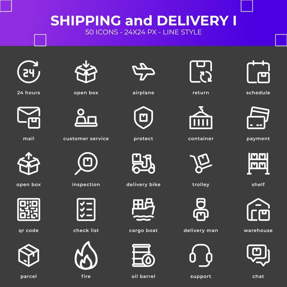 Shipping and Delivery Icon Pack With Black Color vector