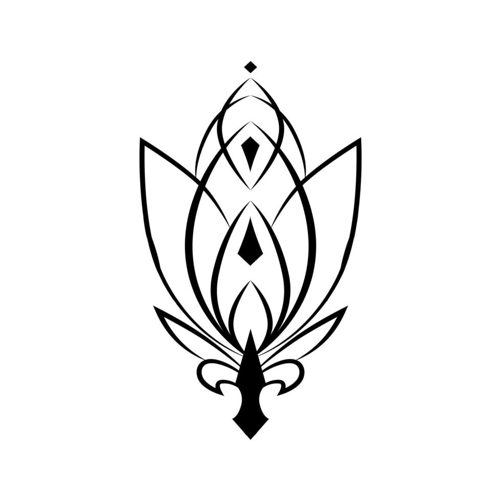 Floral graphic ornament vector element. Lily, lotus. For tattoo, logo, emblem, icon