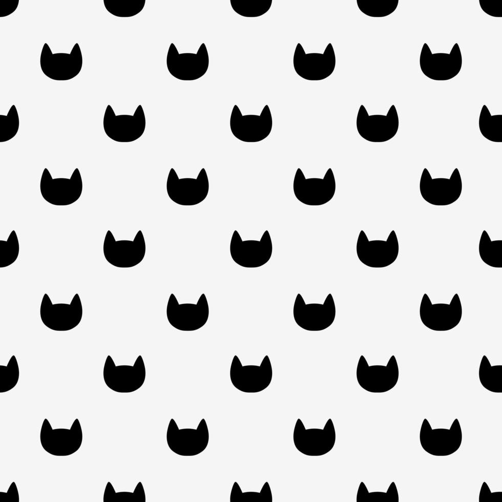 Cats heads seamless pattern. Black and white graphic background. vector