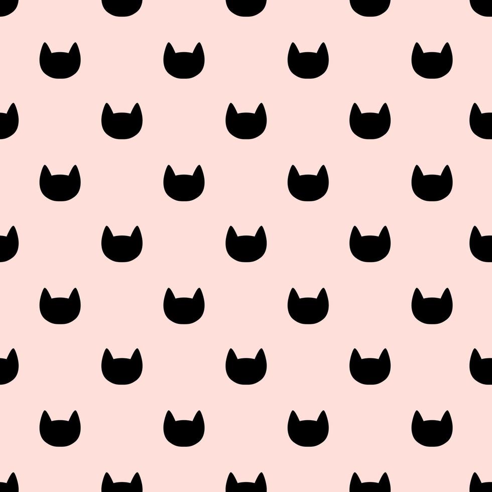 Cats heads seamless pattern. Pink and black graphic background. vector