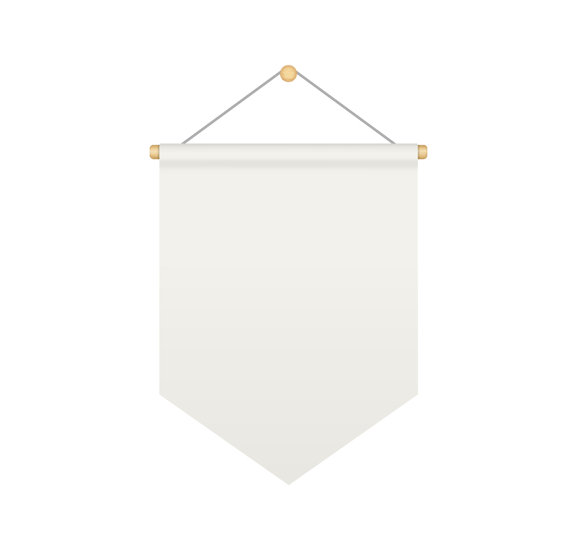 Empty white bunting pennant Hanging realistic pennant or flag with