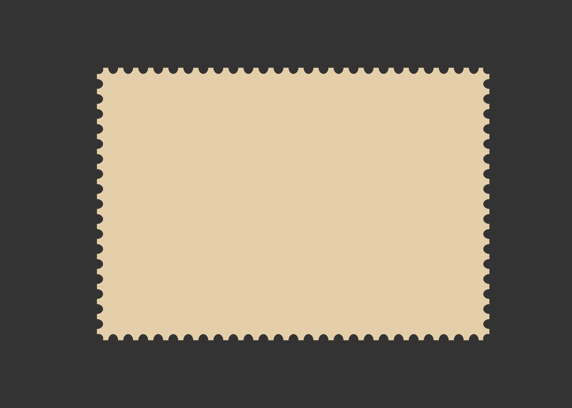 Postage stamp frame. Empty border template for postcards and letters