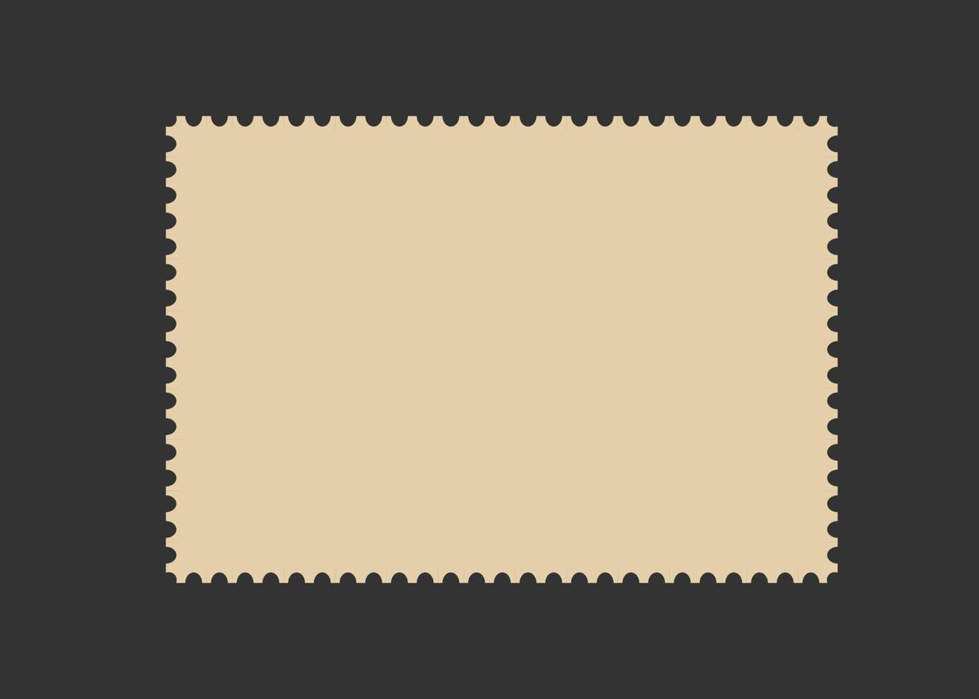 Postage stamp frame. Empty border template for postcards and letters. Blank rectangle and square postage stamp with perforated edge. Vector illustration isolated on black background