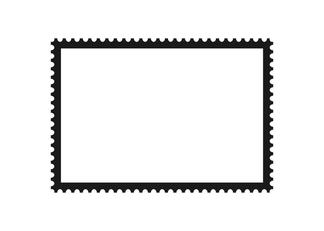 marco de sello postal. plantilla de borde vacío para postales y cartas. Rectángulo en blanco y sello postal cuadrado con borde perforado. ilustración vectorial aislado sobre fondo blanco vector