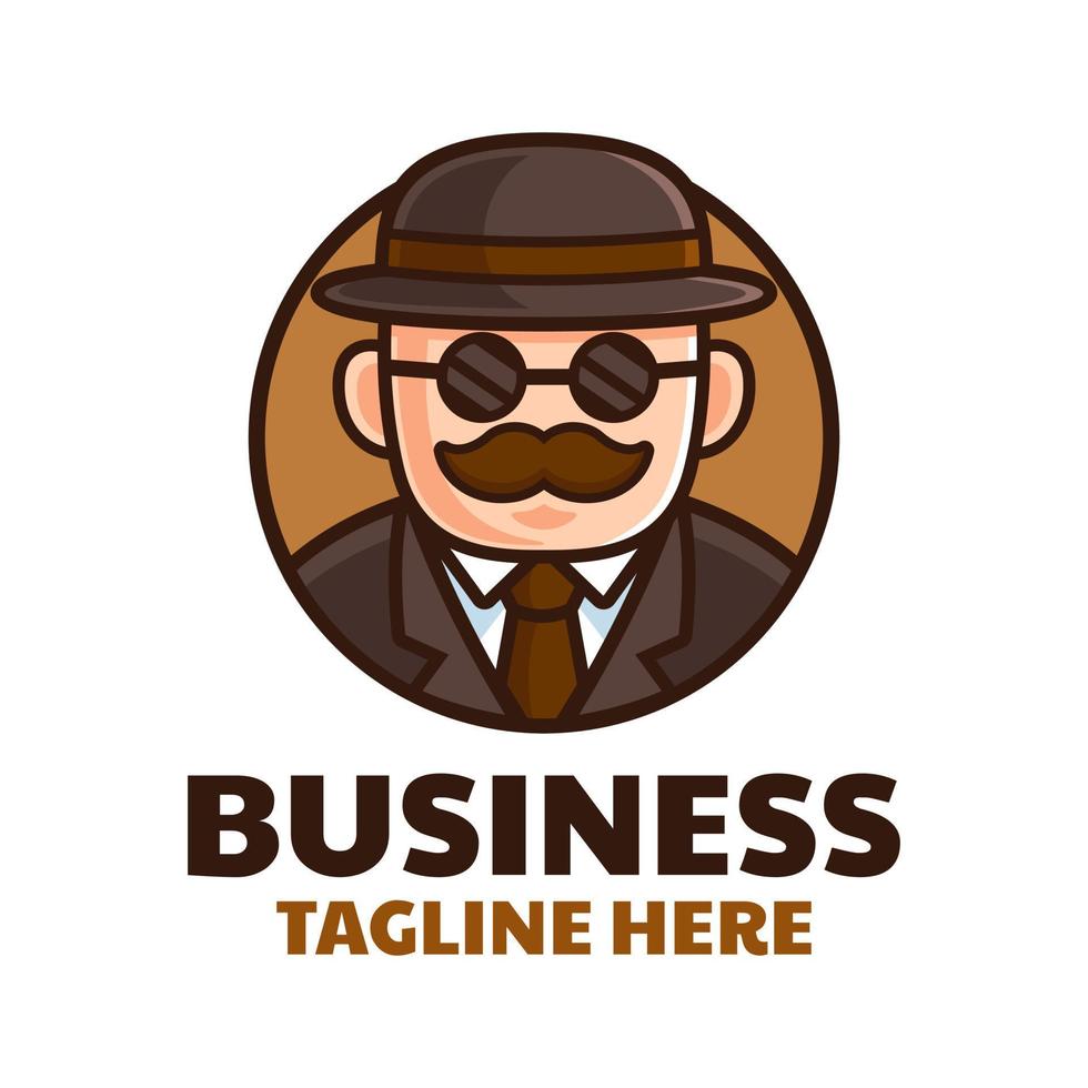 Mustache Businessman Logo Design vector