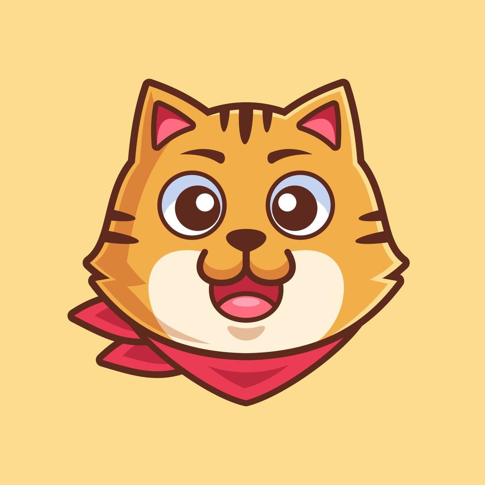 Cute Cat Head Cartoon Character vector