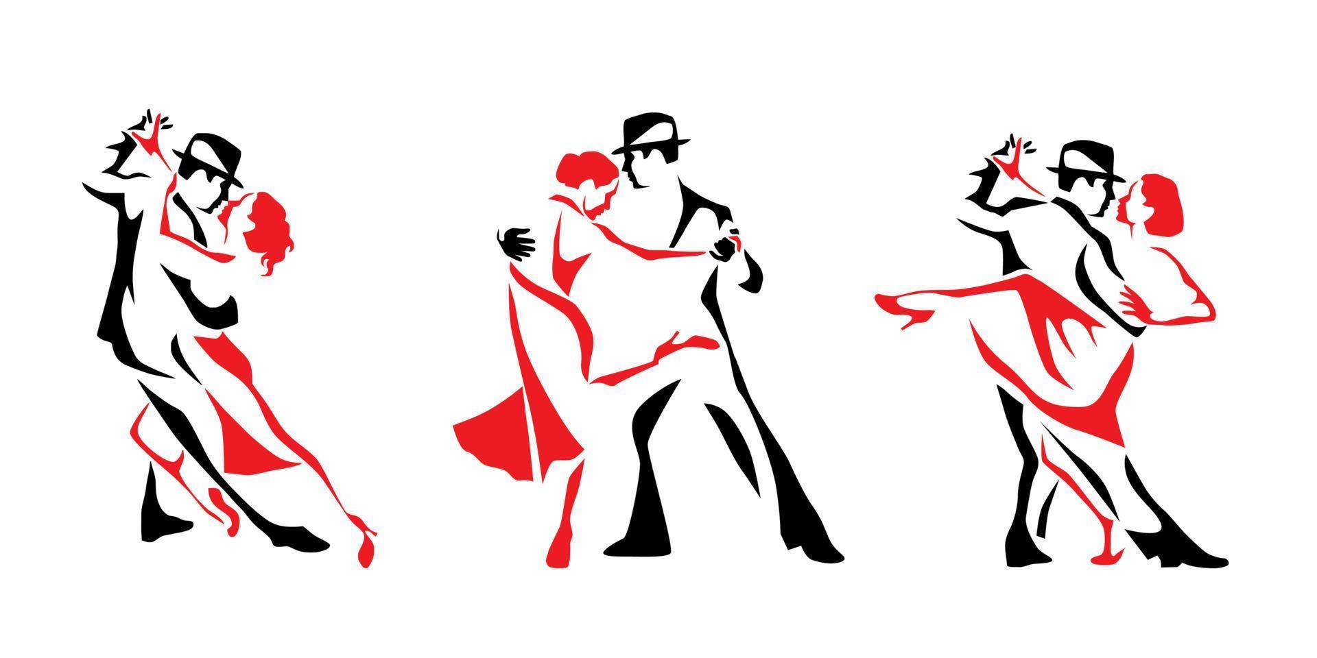 conjunto de logotipo de pareja de baile de tango vector