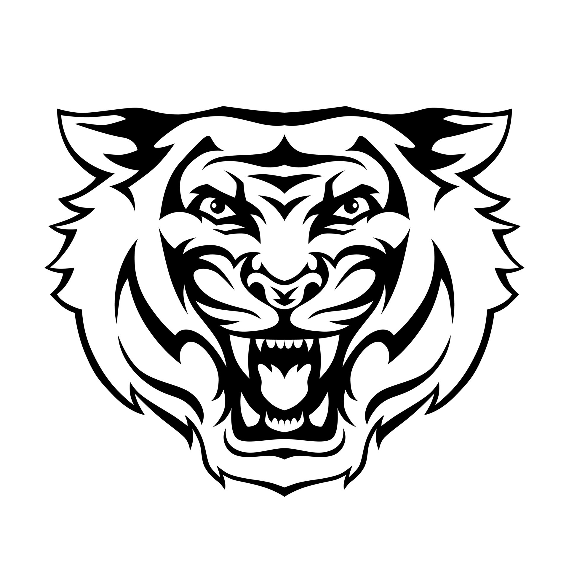 Angry tiger roaring head face. Vector illustration for tattoo, print, poster, sticker, logo, tattoo, emblem. Black and white. 9318408 Vector Art at Vecteezy Angry tiger roaring head face. Vector illustration for tattoo, print, poster, sticker, logo, tattoo, emblem. Black and white. 9318408 Vector Art at Vecteezy