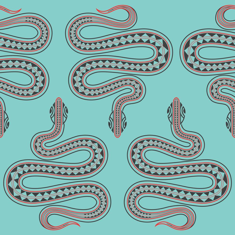 Seamless exotic pattern with snakes maori tattoo style. Animals background. vector