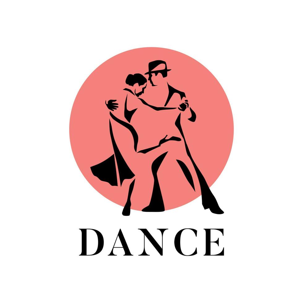 Dancing couple man and woman vector illustration, logo, icon for dansing school, party