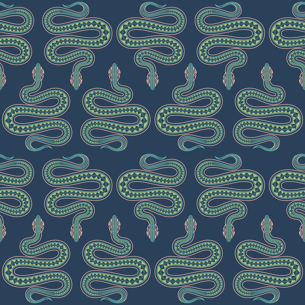Seamless exotic pattern with snakes maori tattoo style. Animals background. vector