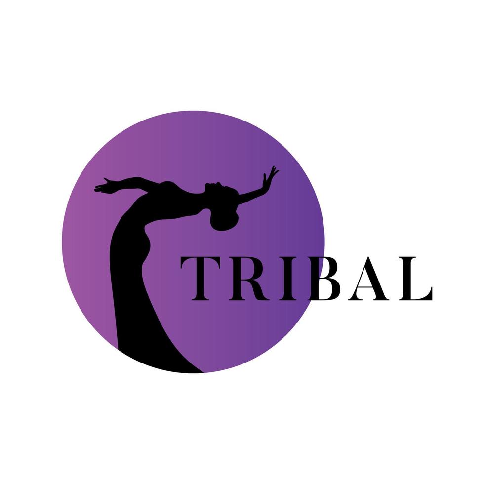 logotipo de danza tribal. emblema con bailarina para la escuela, festival, fiesta, evento, clases vector