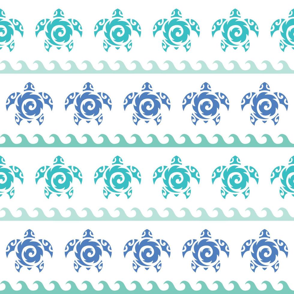 Seamless pattern with sea turtles. Marine life. Maori pattern. Stylish background. vector