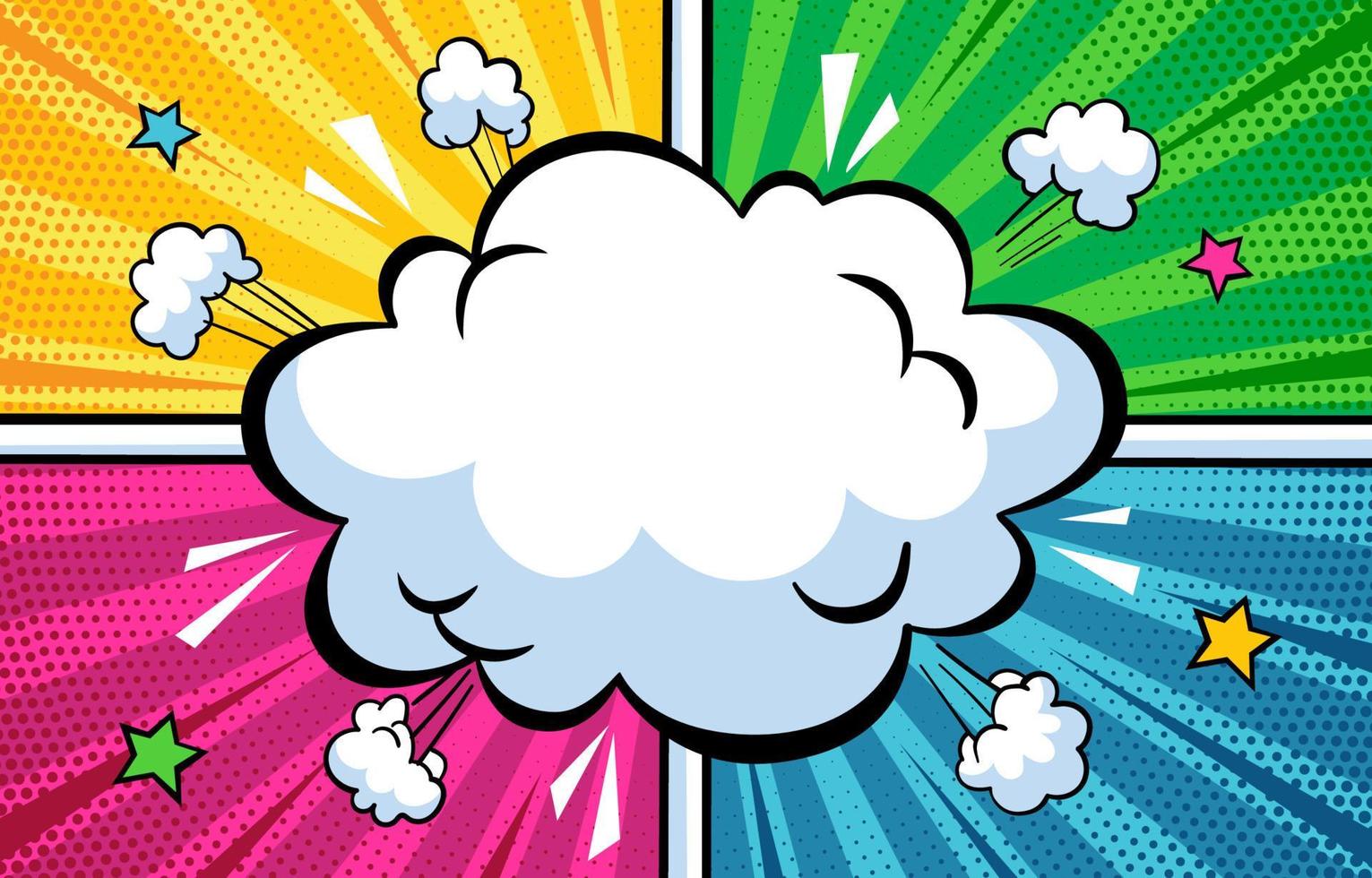 Clouds and Stars Pop Art Style Background vector