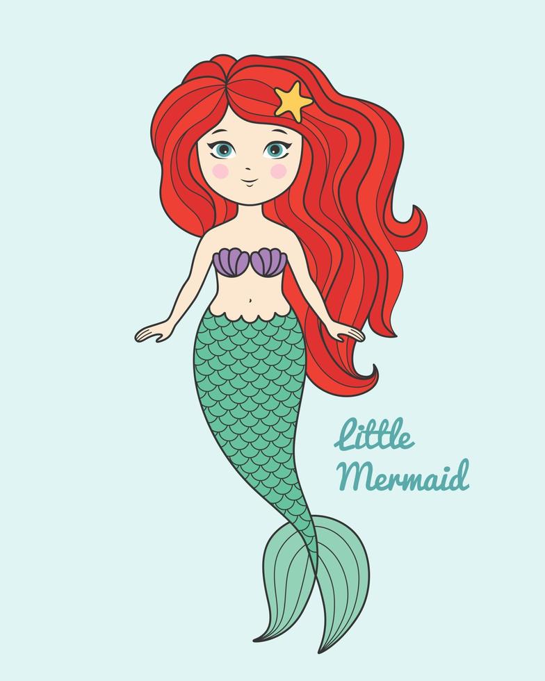 pequeña sirena de dibujos animados vector