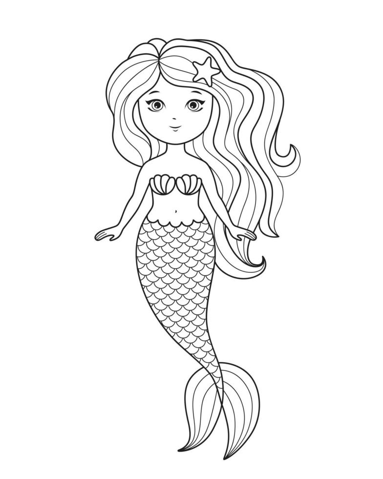 Little Mermaid Coloring Page vector