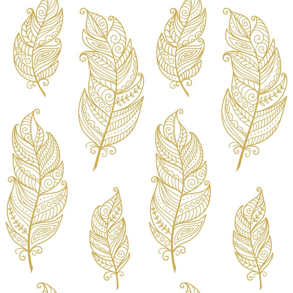Boho Seamless Pattern Feathers vector