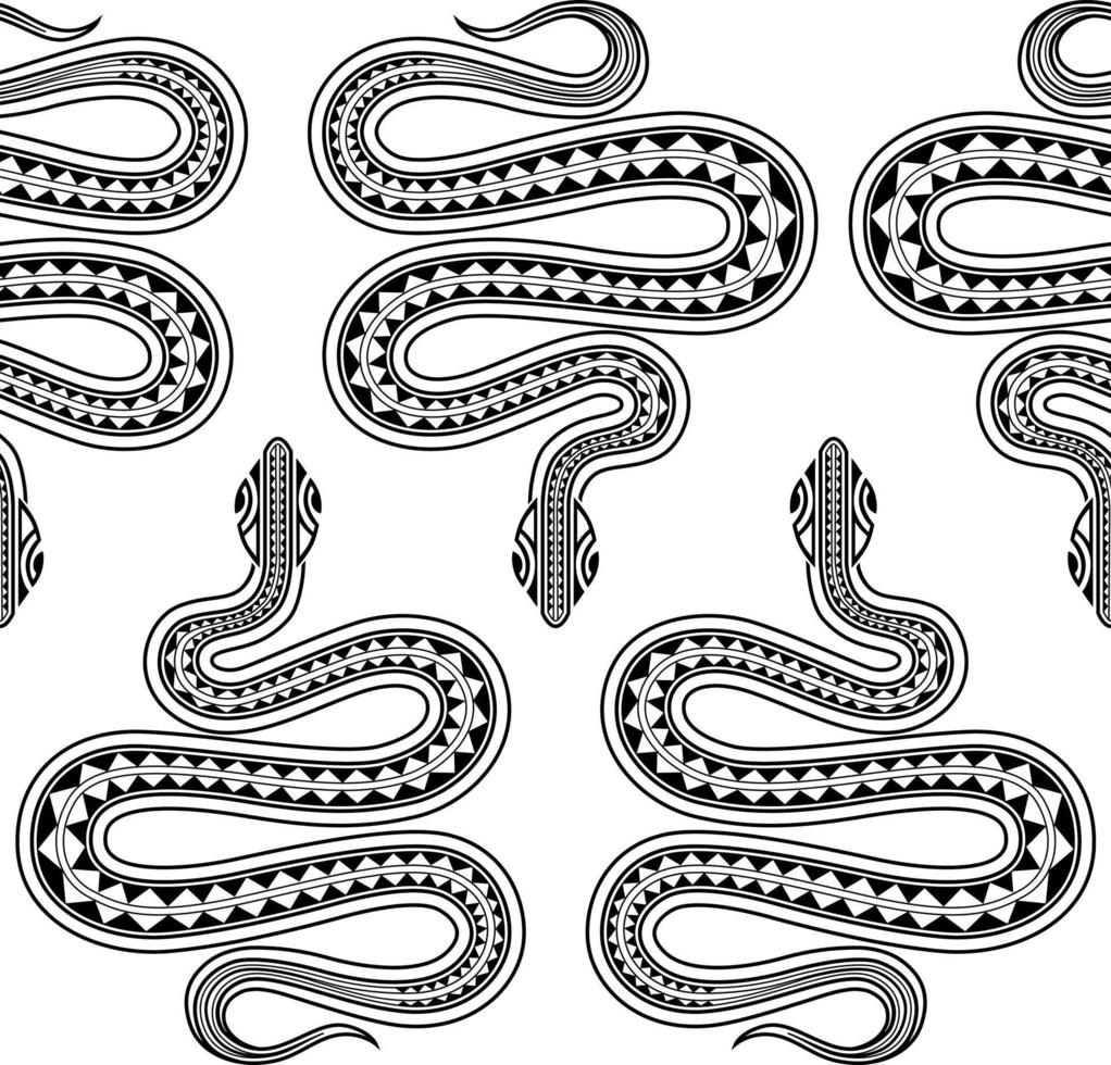 Seamless exotic pattern with snakes maori tattoo style. Animals background. vector