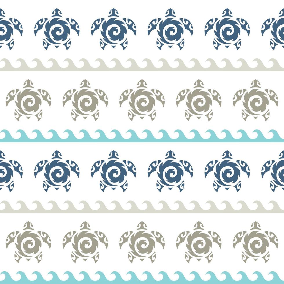 Seamless pattern with sea turtles. Marine life. Maori pattern. Stylish background. vector
