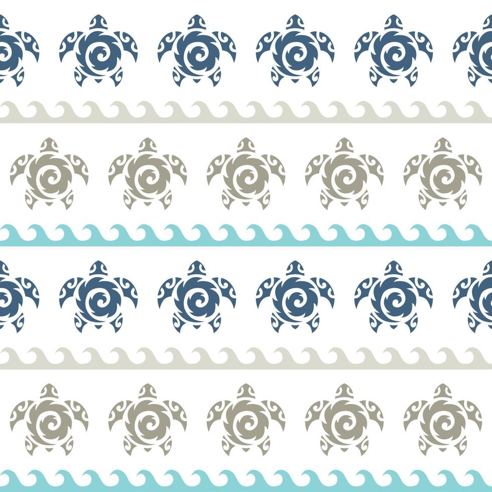 Seamless pattern with sea turtles. Marine life. Maori pattern. Stylish background. vector