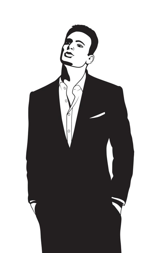 hombre de negocios con estilo en la ilustración de vector de traje