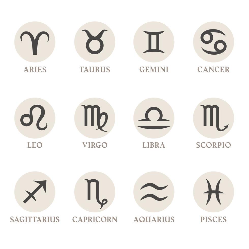 Collection of zodiac signs isolated on white background. vector