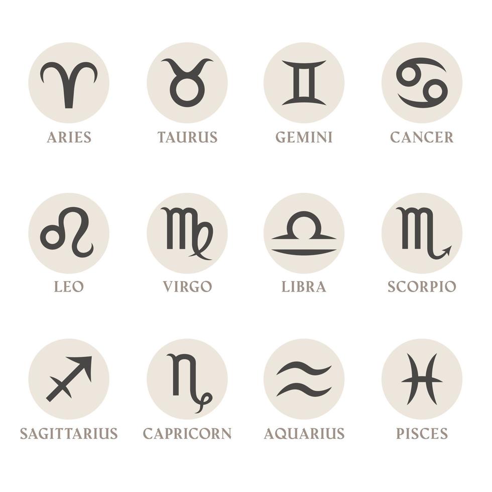 colección de signos del zodiaco aislado sobre fondo blanco. vector