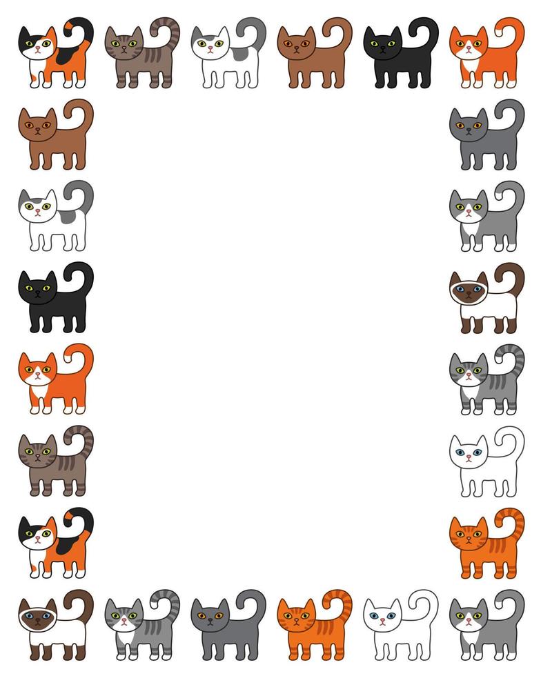 marco cuadrado de gatos con lugar de texto vector