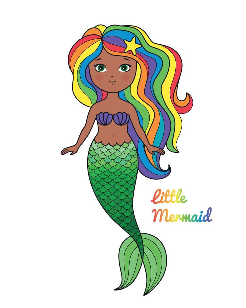Little Mermaid Afro American vector