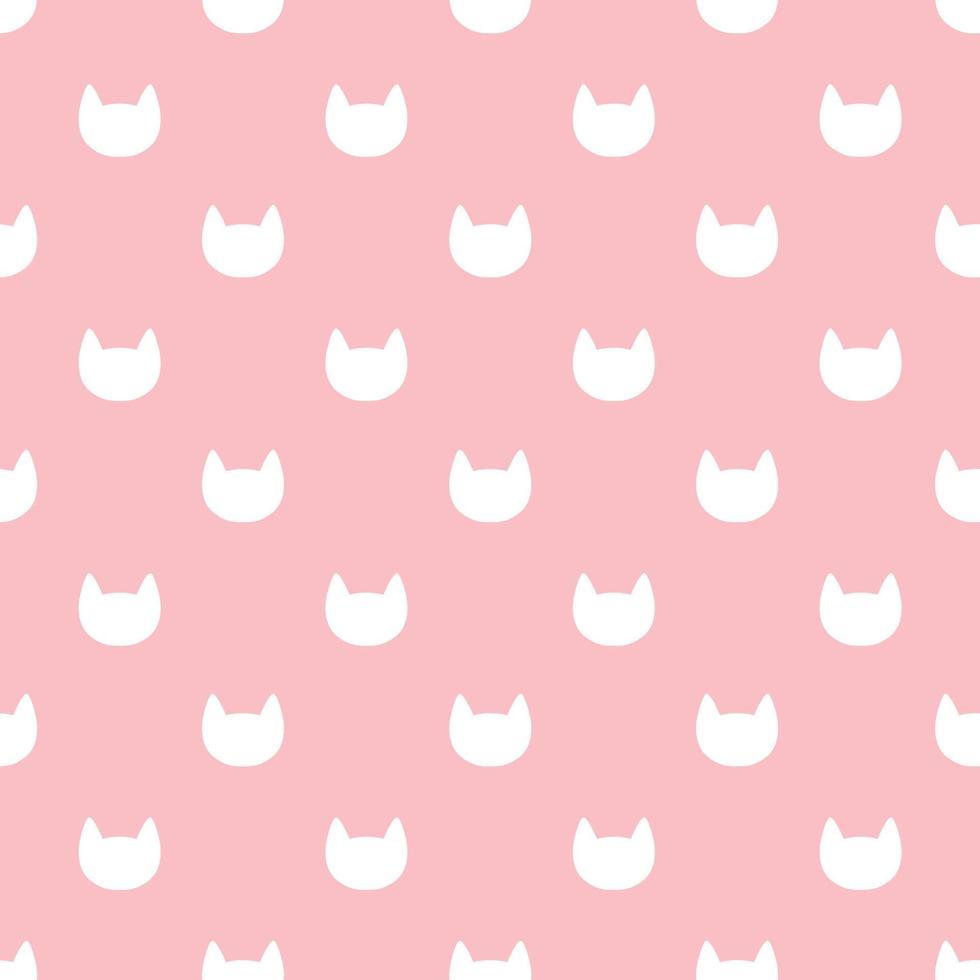 gatos cabezas de patrones sin fisuras. fondo gráfico rosa y blanco. vector