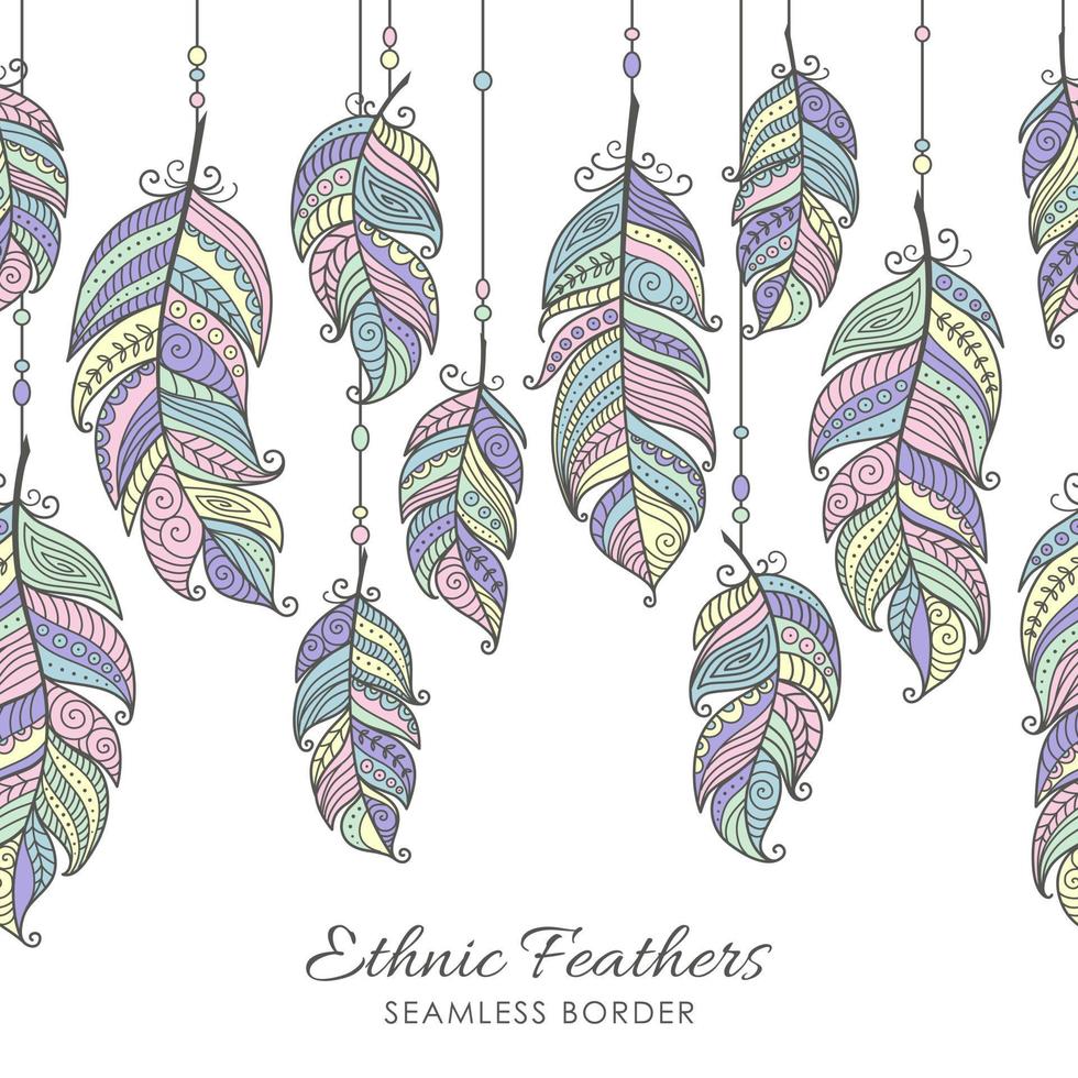 pluma ornamental de marco de borde transparente boho vector