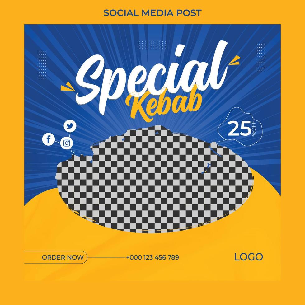 Food social media post and menu promotion banner frame template for restaurant or cafe. high resolution. vector