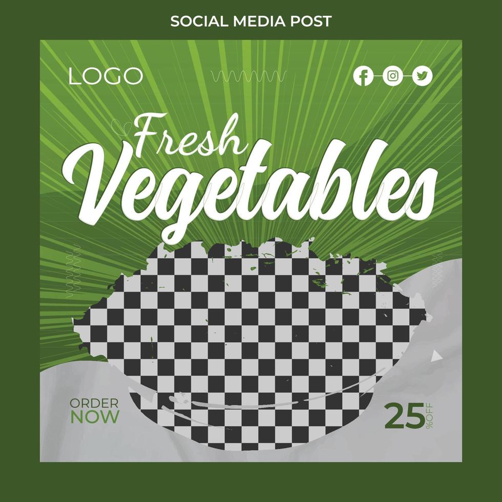 Publicación en redes sociales de comida y plantilla de marco de banner de promoción de menú para restaurante o cafetería. alta resolución. vector