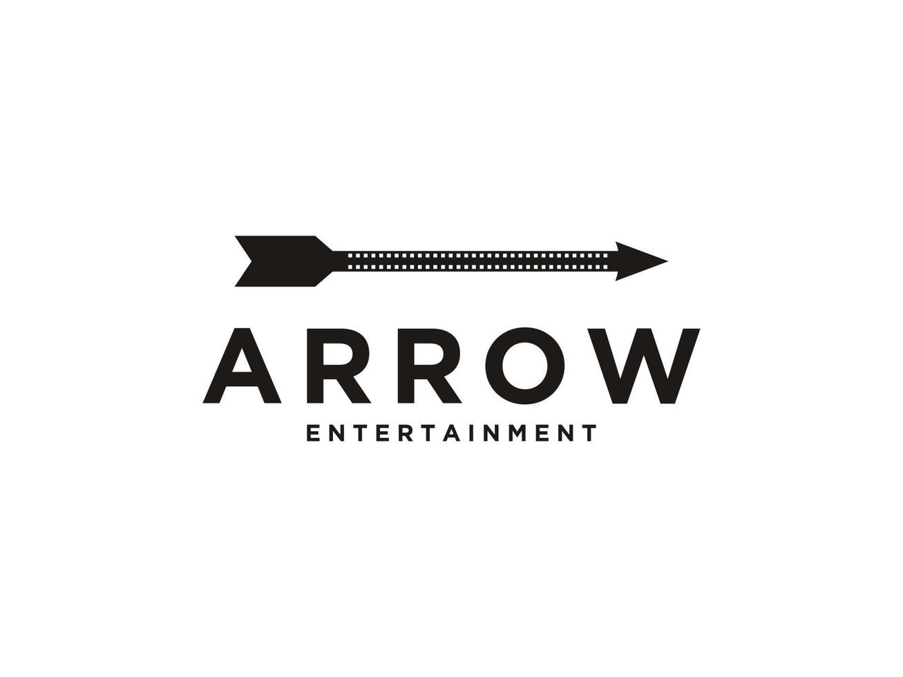 Arrow and Film Stripes for Movie Cinema Productions logo design. Usable for Business and Branding Logos. Flat Vector Logo Design Template Element.