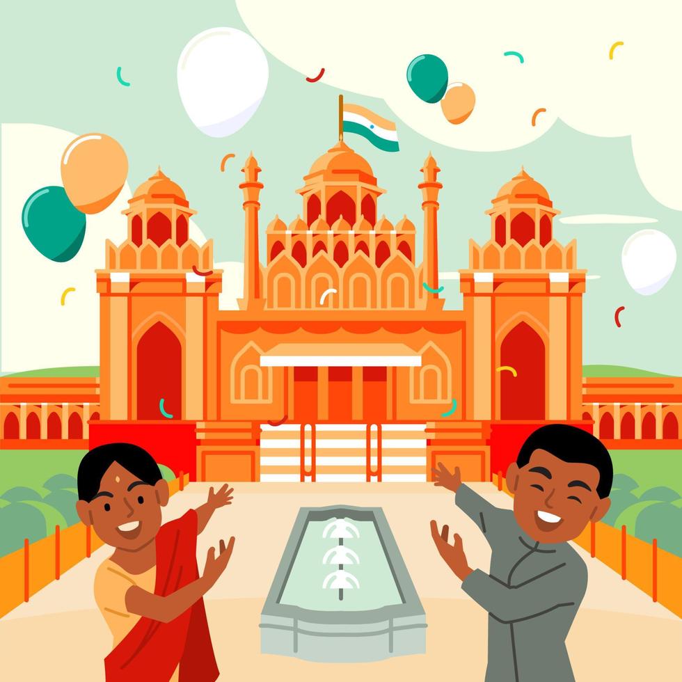 Welcoming Guests on India Independence Day Concept vector