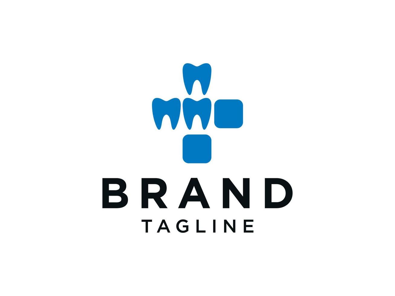 Dental Clinic Logo. Blue Shape Cross Sign with Tooth Symbol Combination isolated on White Background. Usable for Dentist, Healthcare and Medical Logos. Flat Vector Logo Design Template Element