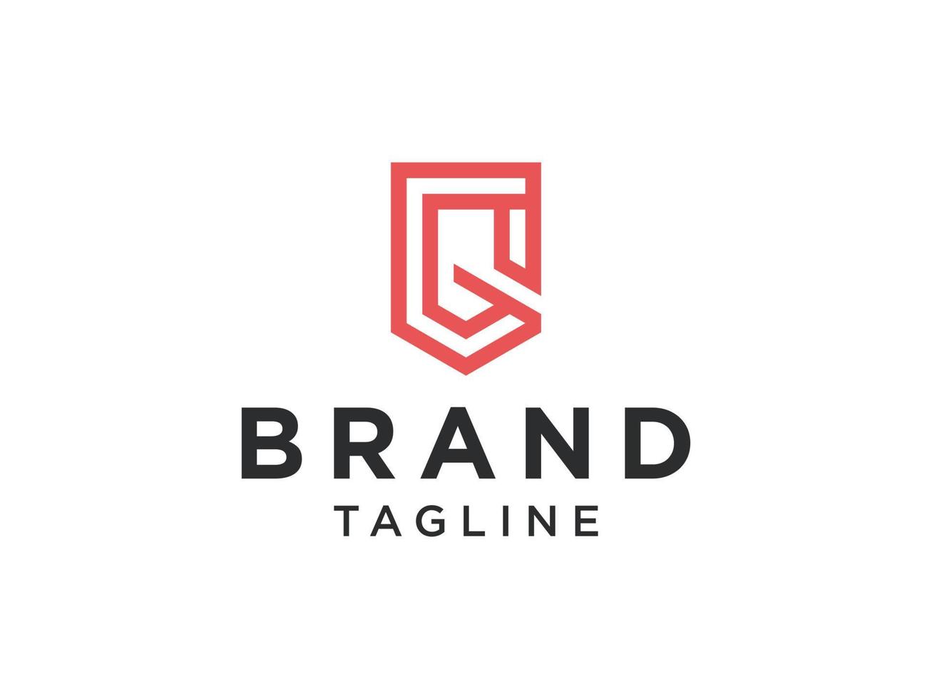 Initial Letter G Red with Line Icon inside. Flat Vector Logo Design Template Element.