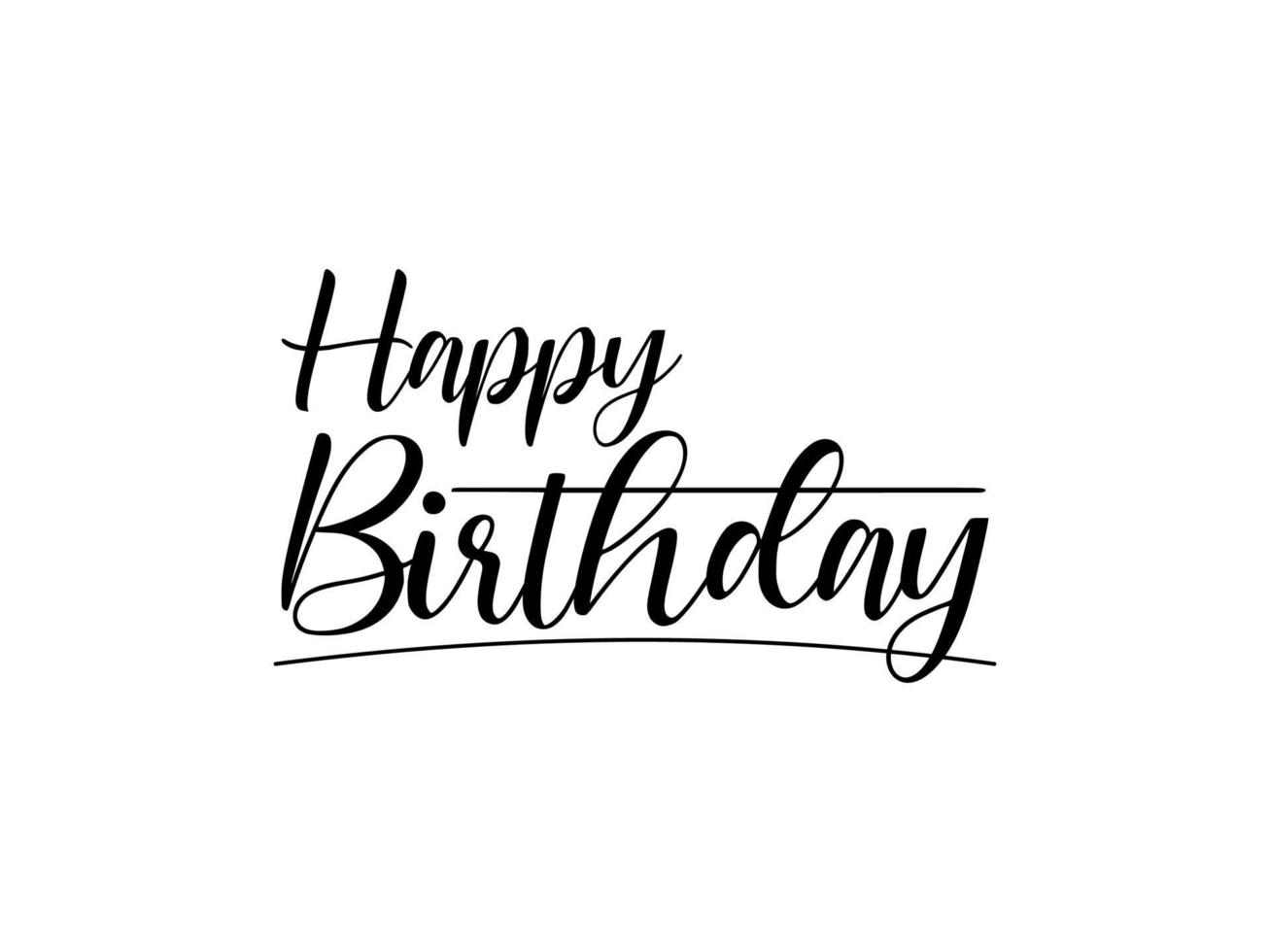 Happy Birthday text lettering calligraphy with Black ornament isolated on white background. Greeting Card Vector Illustration.