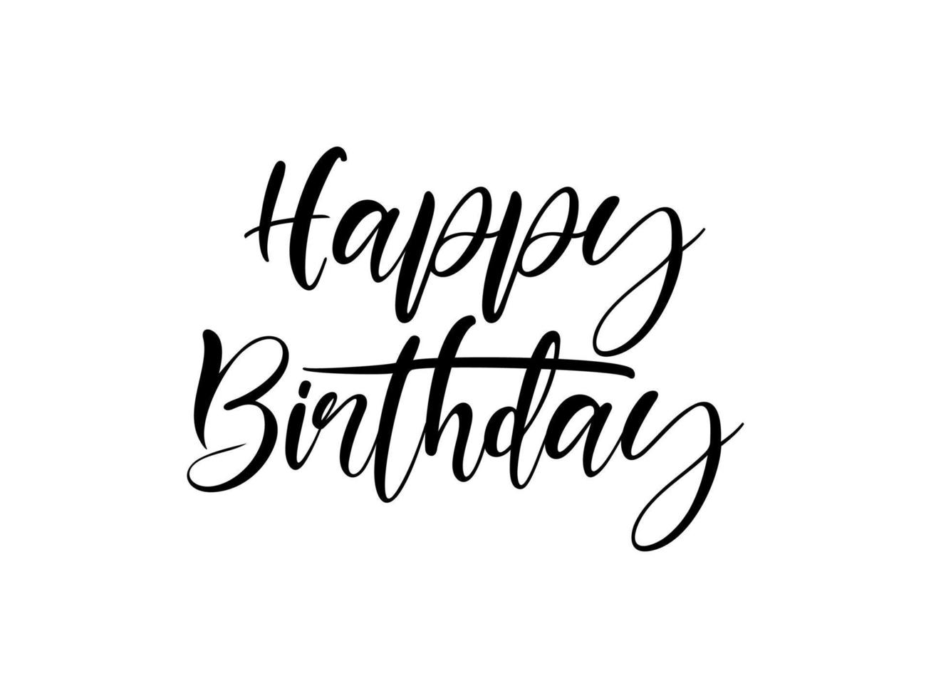 Happy Birthday lettering Black text handwriting calligraphy isolated on white background. Greeting Card Vector Illustration.